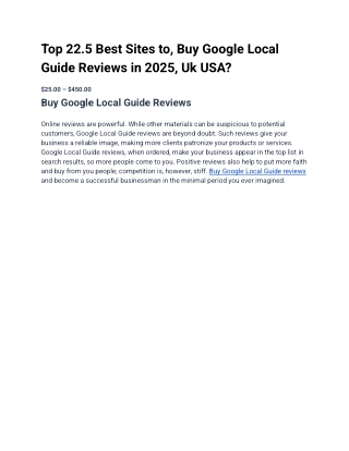 Top 29.66 Best Sites to Buy Google Local Guide Reviews USA 2024-2025