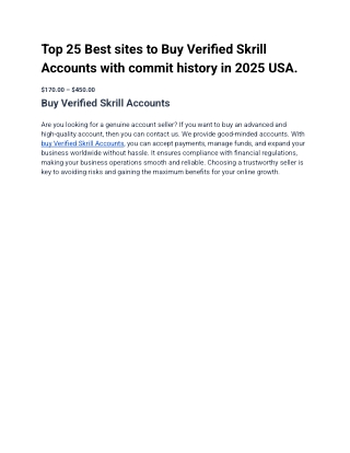 Top 29.66 Best Place to Buy Verified Skrill Accounts 2024-2025