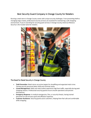 Best Security Guard Company in Orange County for Retailers