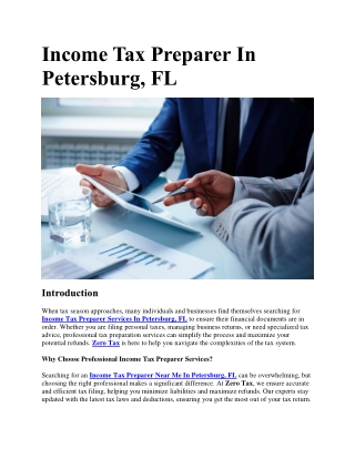 Income Tax Preparer In Petersburg, FL