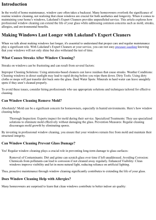 Making Windows Last Longer with Lakeland’s Expert Cleaners