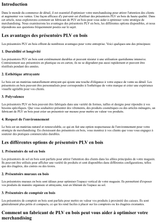 Comment un fabricant de PLV en bois peut vous aider à optimiser votre merchandis