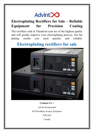 Electroplating Rectifiers for Sale – Reliable Equipment for Precision Coating