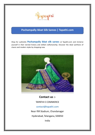 Pochampally Ikkat Silk Sarees  Tapathi