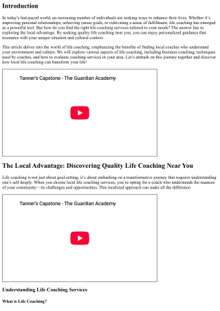 The Local Advantage: Discovering Quality Life Coaching Near You