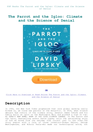 PDF Books The Parrot and the Igloo Climate and the Science of Denial