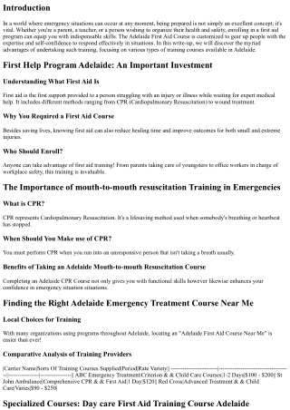 Preparation for the Unanticipated: Register in an Adelaide First Aid Course Toda