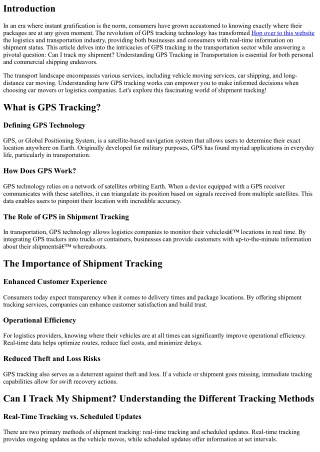 “Can I Track My Shipment? Understanding GPS Tracking in Transportation”