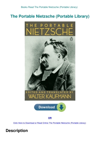 Books Read The Portable Nietzsche (Portable Library)