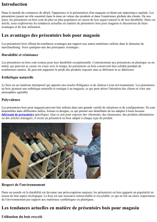 Les tendances actuelles en matière de présentoirs bois pour magasin