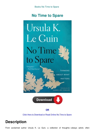 Books  No Time to Spare
