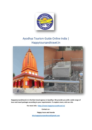 Ayodhya Tourism Guide Online India | Happytoursandtravel.in