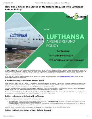 How can I check the status of my refund request with Lufthansa refund policy?