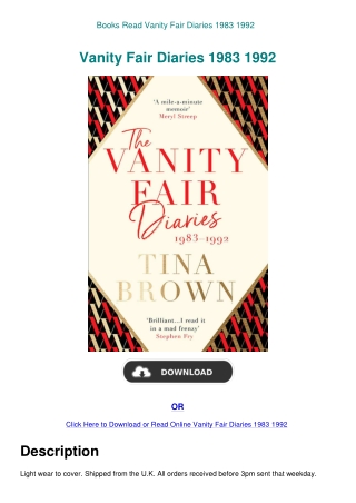 Books Read Vanity Fair Diaries 1983 1992