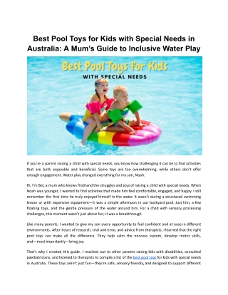 Best Pool Toys for Kids with Special Needs in Australia