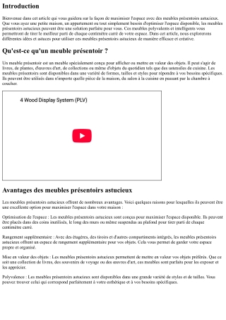 Comment maximiser l'espace avec des meubles présentoirs astucieux