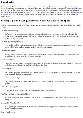 Packing Tips from Long Distance Movers: Maximize Your Space