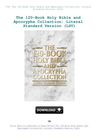 PDF The 120-Book Holy Bible and Apocrypha Collection Literal Standard Version (LSV)