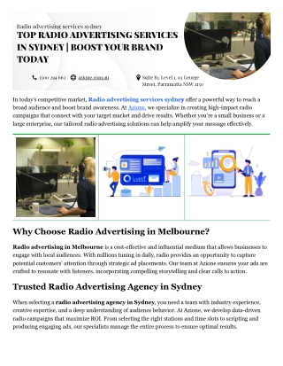 Radio advertising services sydney
