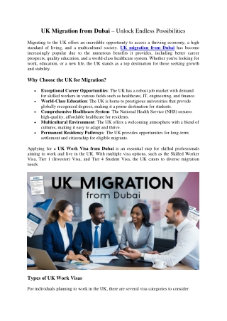 UK Migration from Dubai – Unlock Endless Possibilities  Migrating to the UK offe