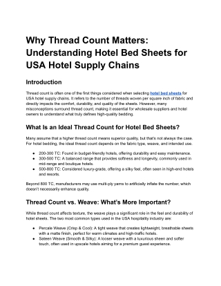 Why Thread Count Matters_ Understanding Hotel Bed Sheets for USA Hotel Supply Chains