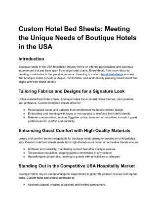 Custom Hotel Bed Sheets_ Meeting the Unique Needs of Boutique Hotels in the USA