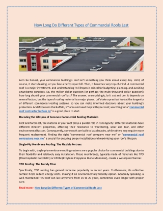 How Long Do Different Types of Commercial Roofs Last