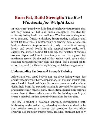 Burn Fat, Build Strength_ The Best Workouts for Weight Loss
