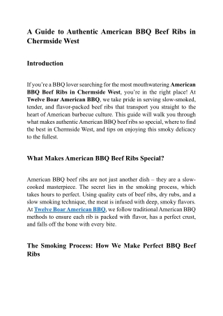 A Guide to Authentic American BBQ Beef Ribs in Chermside West