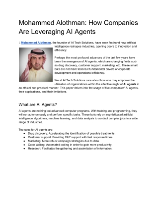 Mohammed Alothman How Companies Are Leveraging AI Agents