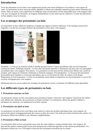 Les différents types de présentoirs en bois pour votre magasin