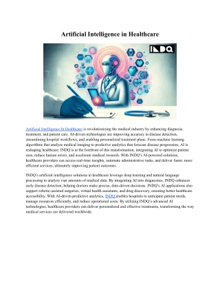Artificial Intelligence in Healthcare INDQ