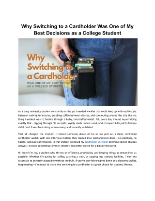 Why Switching to a Cardholder Was One of My Best Decisions as a College Student