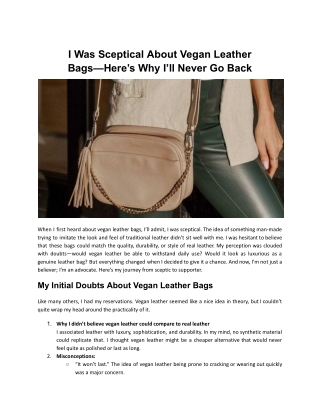 I Was Sceptical About Vegan Leather Bags—Here’s Why I’ll Never Go Back