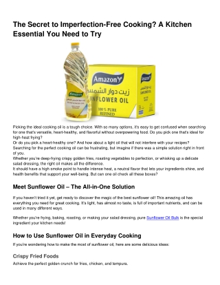 The Secret to Imperfection-Free Cooking