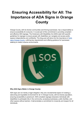 Ensuring Accessibility for All: The Importance of ADA Signs in Orange County
