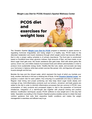 Weight Loss Diet for PCOS_ Vineela’s Sparkel Wellness Center