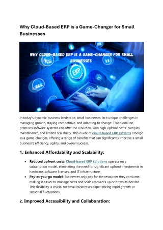 Why Cloud-Based ERP is a Game-Changer for Small Businesses