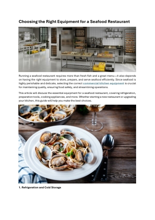 Choosing the Right Equipment for a Seafood Restaurant