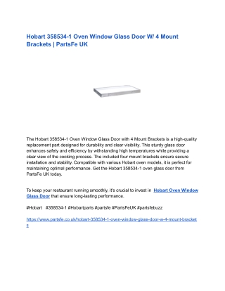 Hobart 358534-1 Oven Window Glass Door W_ 4 Mount Brackets _ PartsFe UK