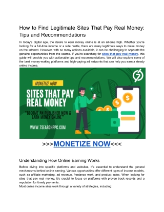 How to Find Legitimate Sites That Pay Real Money_ Tips and Recommendations