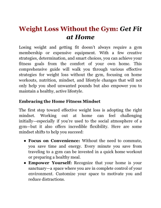 Weight Loss Without the Gym_ Get Fit at Home