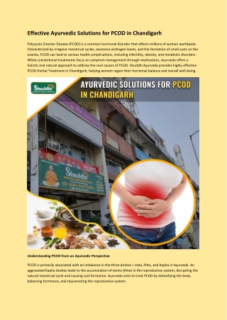 Effective Ayurvedic Solutions for PCOD in Chandigarh