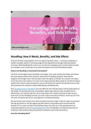 NuvaRing: How It Works, Benefits, and Side Effects