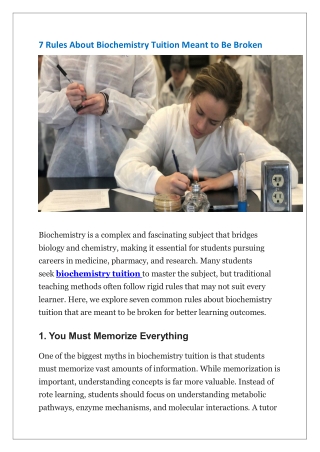 7 Rules About Biochemistry Tuition Meant to Be Broken