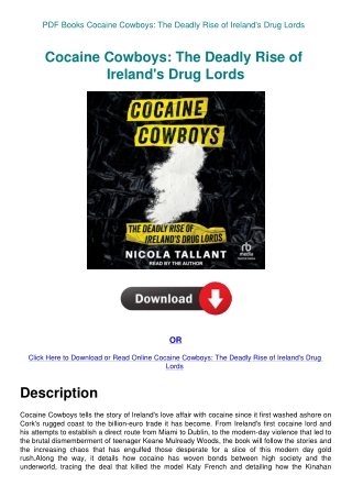 PDF Books Cocaine Cowboys The Deadly Rise of Ireland's Drug Lords