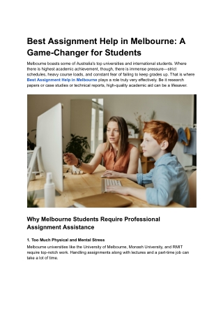 Best Assignment Help in Melbourne: A Game-Changer for Students