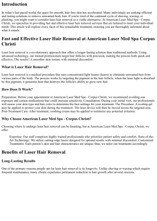 Fast and Effective Laser Hair Removal at American Laser Med Spa Corpus Christi