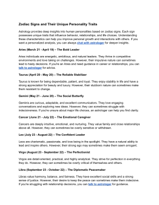 Zodiac Signs and Their Unique Personality Traits