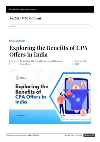 Exploring the Benefits of CPA Offers in India